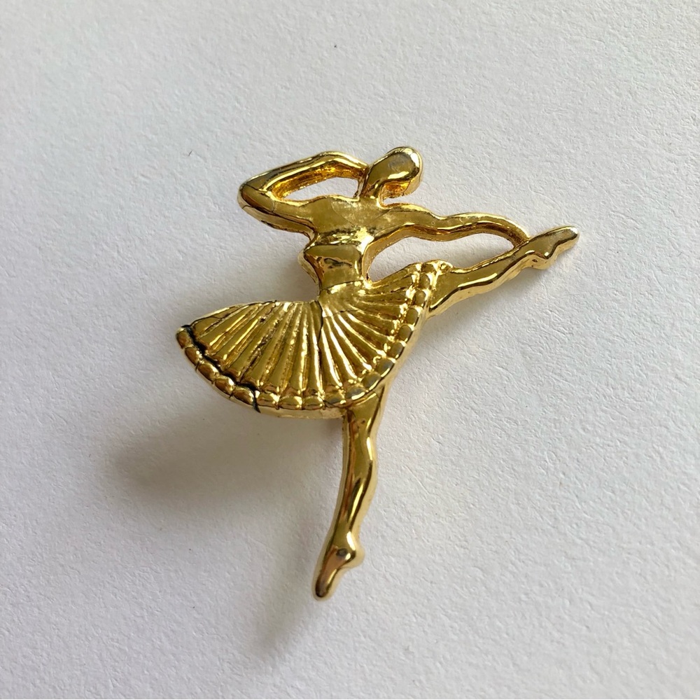Ballerina brooch pin gold tone